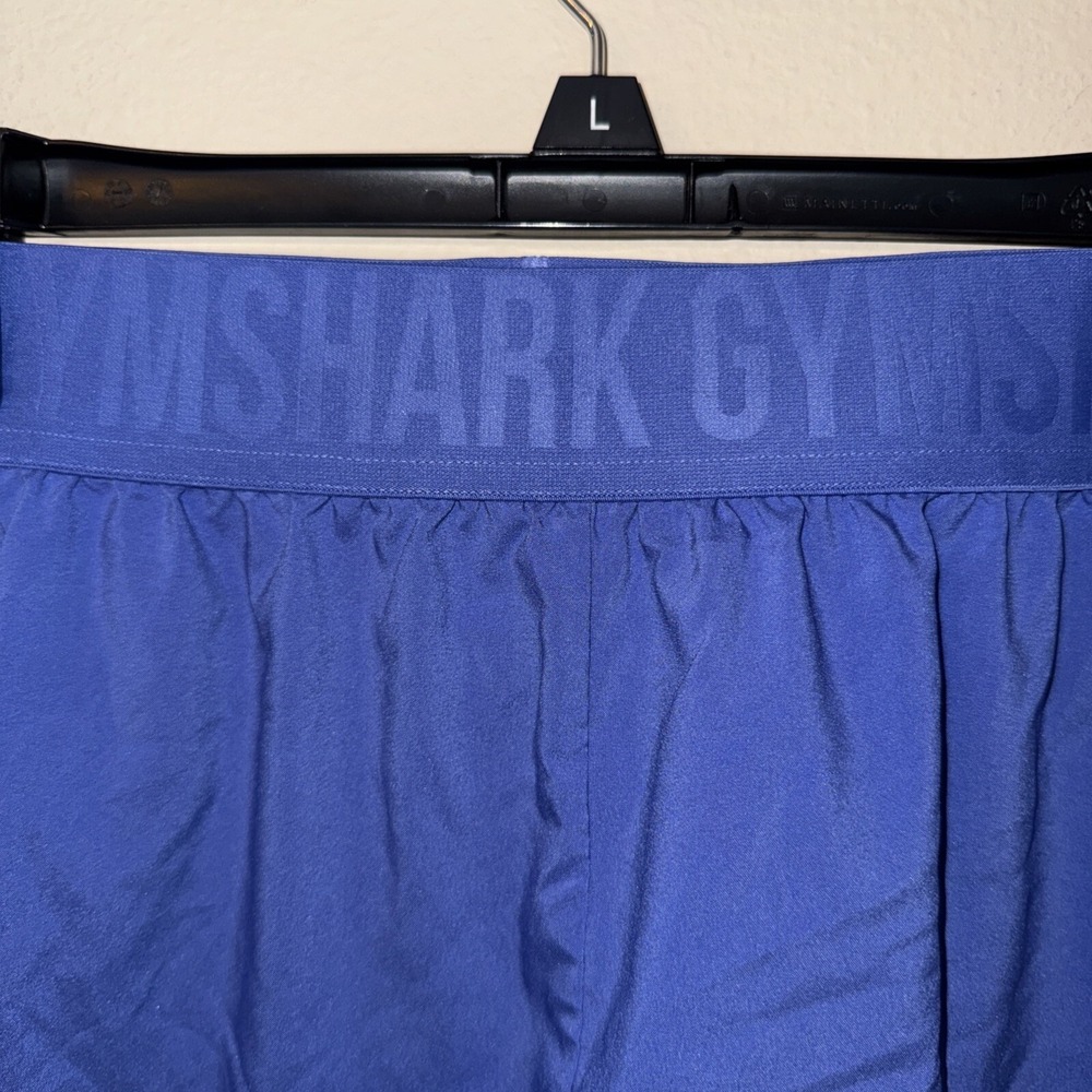Gymshark Training Loose Fit Shorts Blue Branded Waistband Dolphin Hem Womens L - Picture 9 of 10